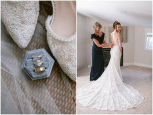 Bride in wedding dress at Rush Creek Golf Club Maple Grove Minnesota