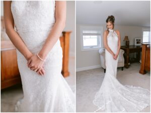Bride in wedding dress at Rush Creek Golf Club Maple Grove Minnesota