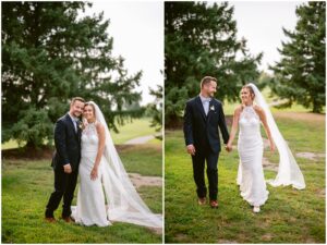 Bride and groom during golden hour at Rush Creek Golf Club in Maple Grove Minnesota