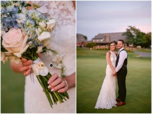 Bride and groom during golden hour at Rush Creek Golf Club in Maple Grove Minnesota